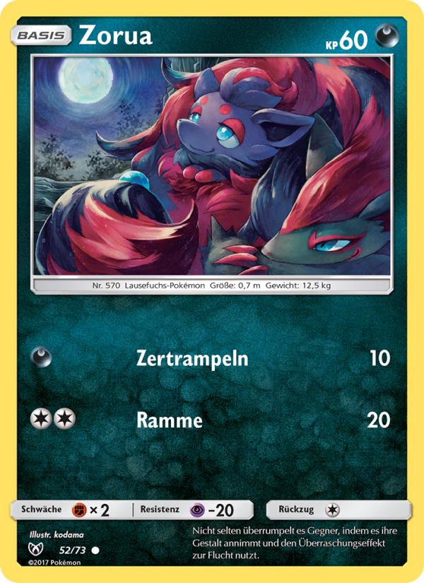 Zorua 52 — Schimmernde Legenden (German Pokémon TCG card)