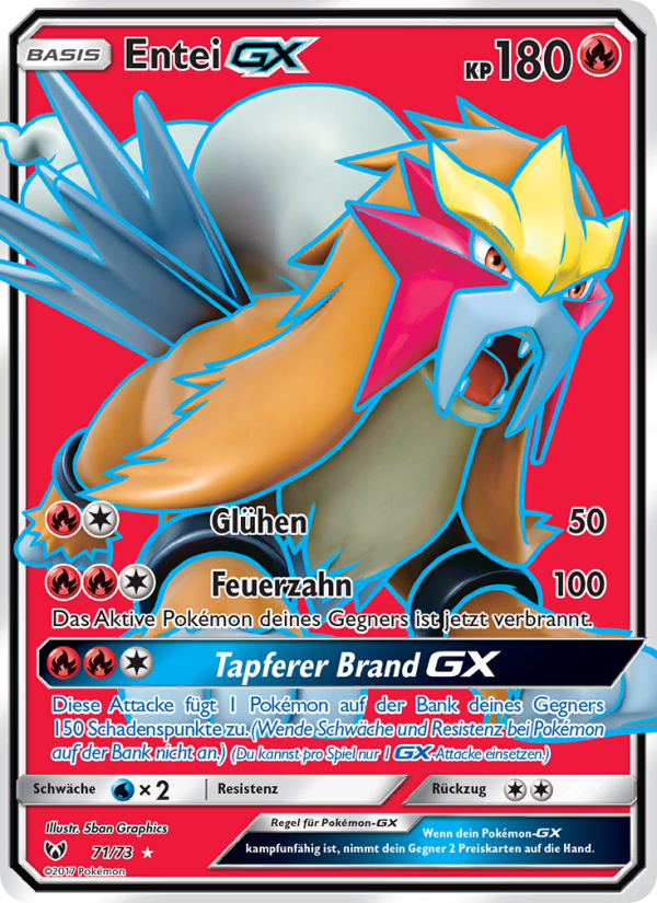 Entei GX 71 — Schimmernde Legenden (German Pokémon TCG card)