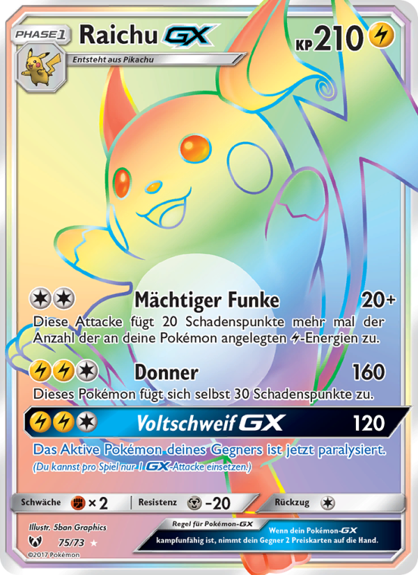 Raichu GX 75 — Schimmernde Legenden (German Pokémon TCG card)