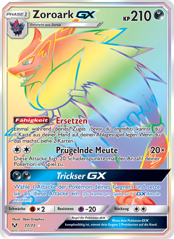 Zoroark GX 77 — Schimmernde Legenden (German Pokémon TCG card)