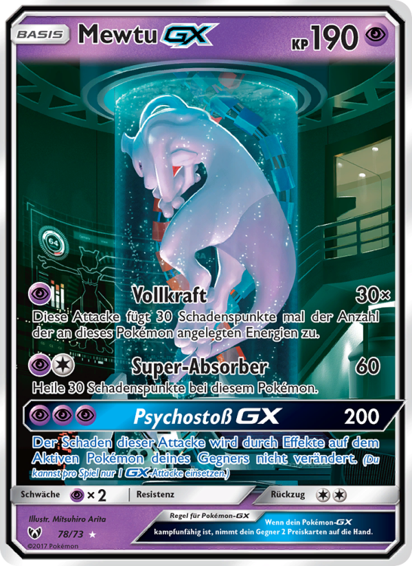 Mewtu GX 78 — Schimmernde Legenden (German Pokémon TCG card)