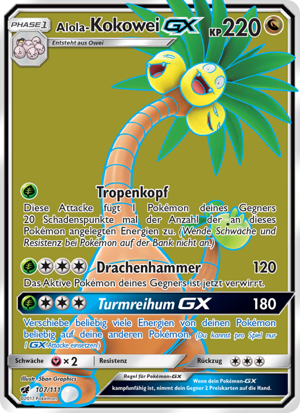 Alola-Kokowei GX 107 — Crimson Invasion (German Pokémon TCG card)