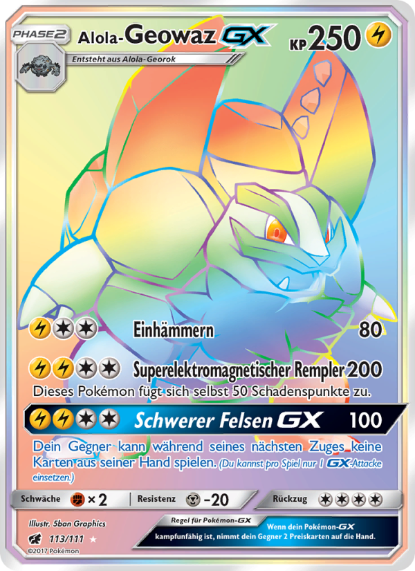 Alola-Geowaz GX 113 — Crimson Invasion (German Pokémon TCG card)