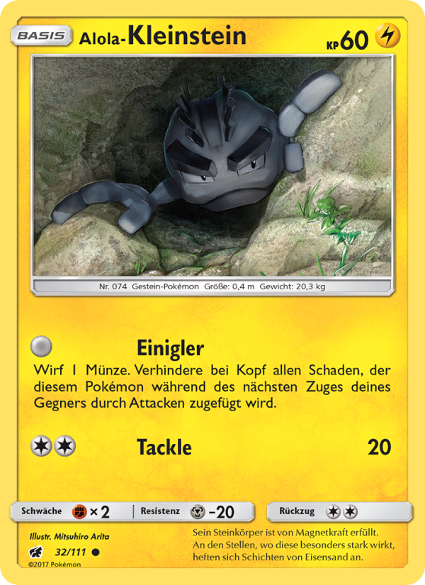 Alola-Kleinstein 32 — Crimson Invasion (German Pokémon TCG card)