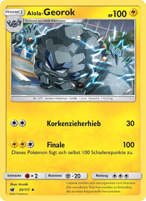 Alola-Georok 33 — Crimson Invasion (German Pokémon TCG card)