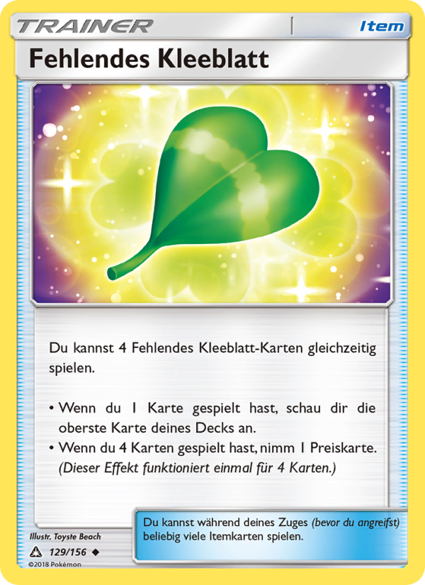 Fehlendes Kleeblatt 129 — Ultra Prism (German Pokémon TCG card)