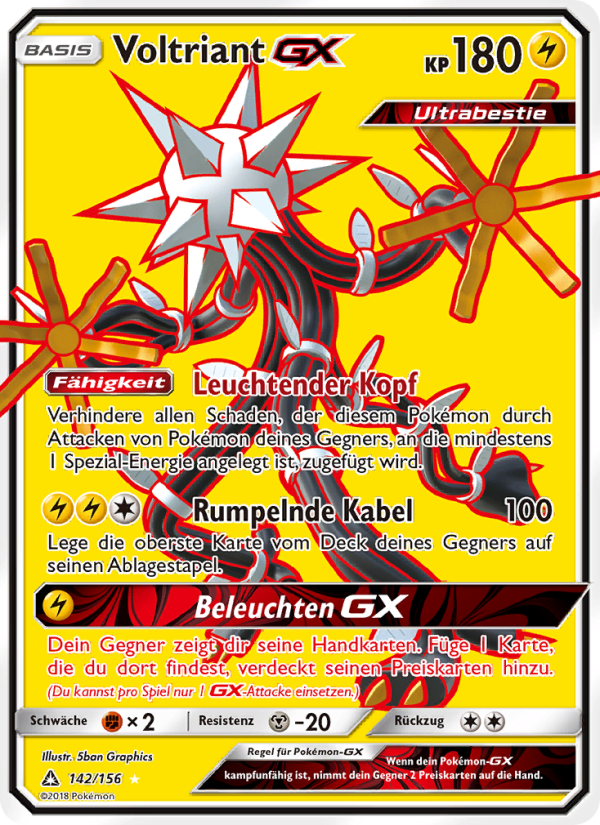 Voltriant GX 142 — Ultra Prism (German Pokémon TCG card)