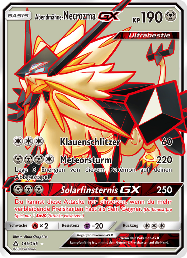 Abendmähne-Necrozma GX 145 — Ultra Prism (German Pokémon TCG card)