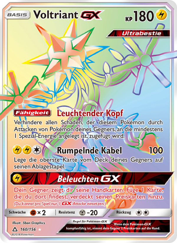 Voltriant GX 160 — Ultra Prism (German Pokémon TCG card)