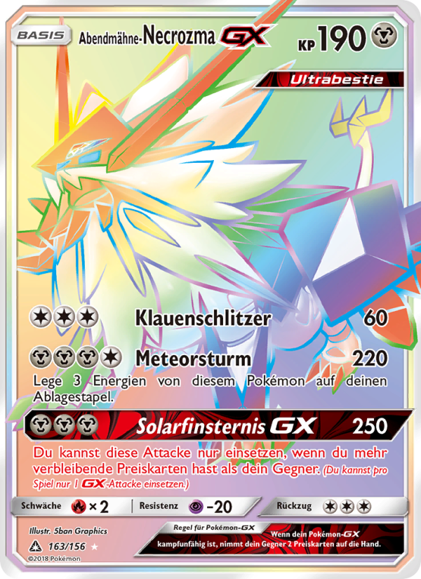 Abendmähne-Necrozma GX 163 — Ultra Prism (German Pokémon TCG card)