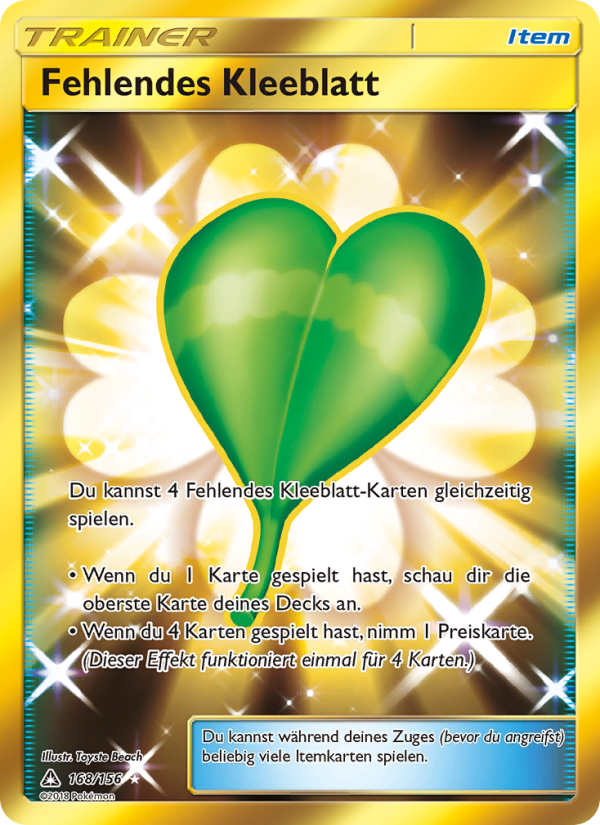 Fehlendes Kleeblatt 168 — Ultra Prism (German Pokémon TCG card)