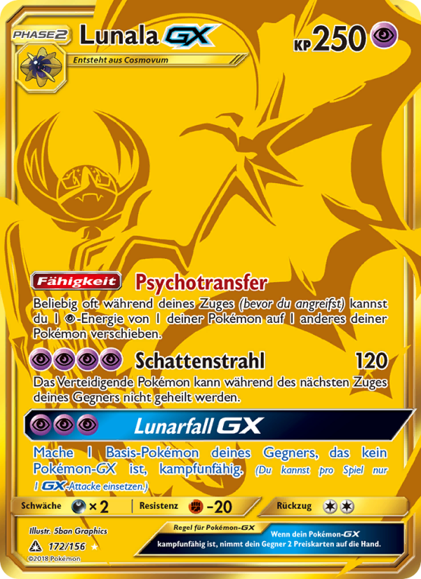 Lunala GX 172 — Ultra Prism (German Pokémon TCG card)