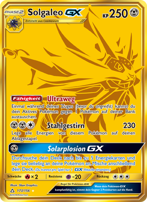 Solgaleo GX 173 — Ultra Prism (German Pokémon TCG card)