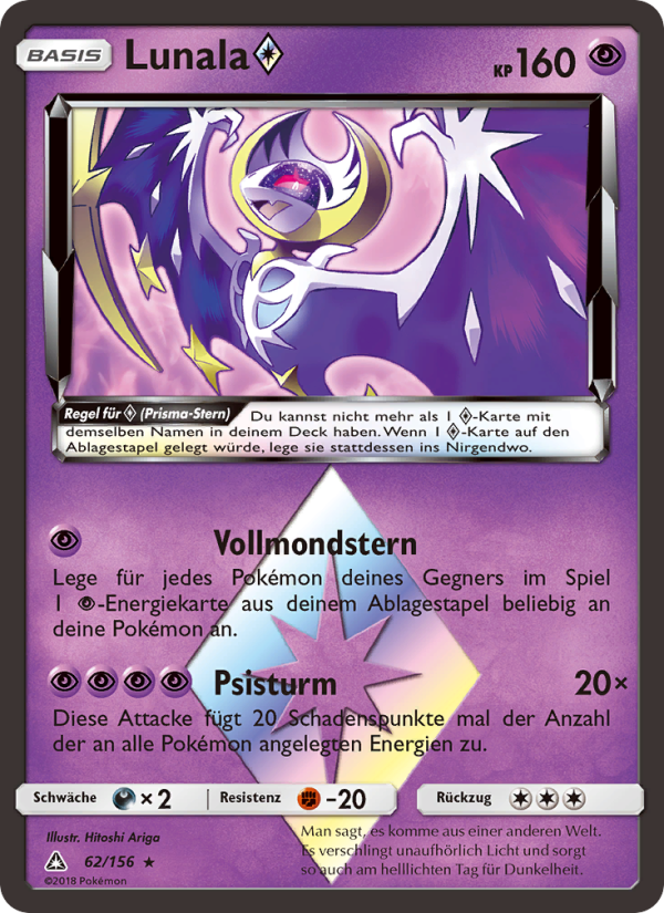 Lunala ◇ 62 — Ultra Prism (German Pokémon TCG card)