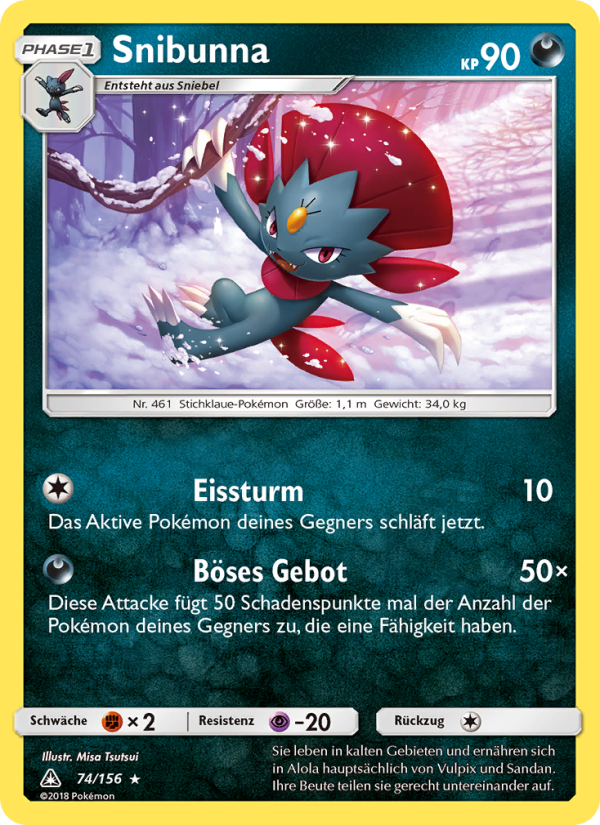 Snibunna 74 — Ultra Prism (German Pokémon TCG card)