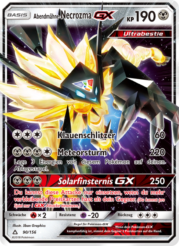 Abendmähne-Necrozma GX 90 — Ultra Prism (German Pokémon TCG card)