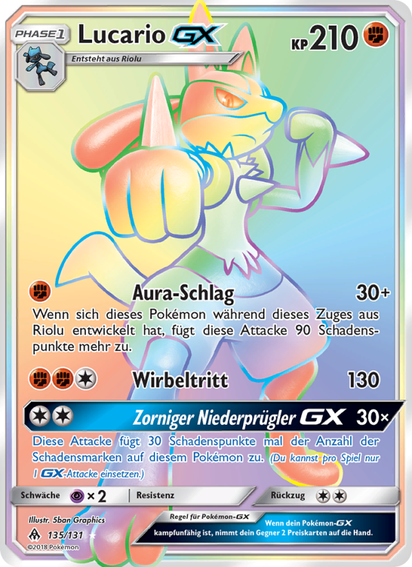 Lucario GX 135 — Grauen Der Lichtfinsternis (German Pokémon TCG card)