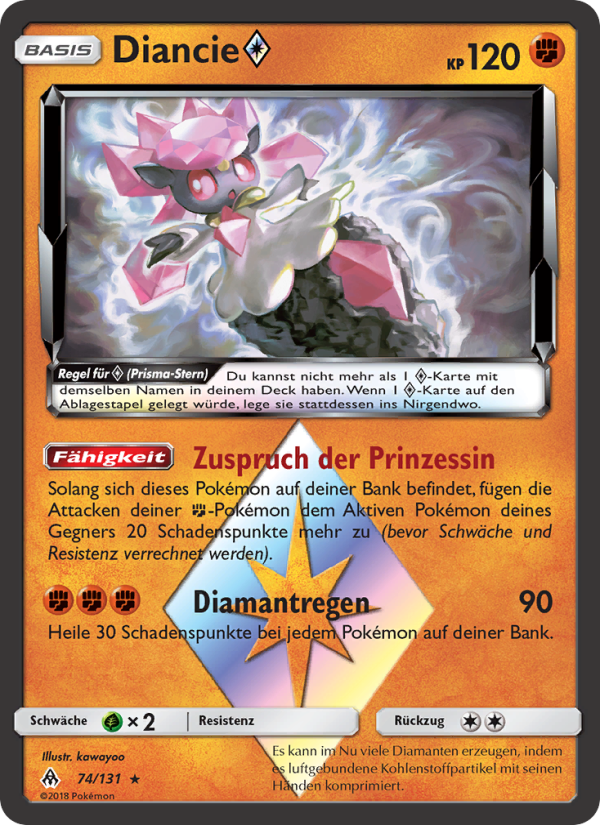 Diancie ◇ 74 — Grauen Der Lichtfinsternis (German Pokémon TCG card)