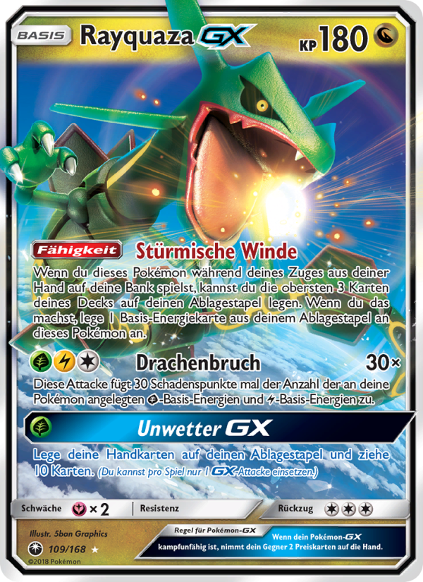 Rayquaza GX 109 — Celestial Storm (German Pokémon TCG card)