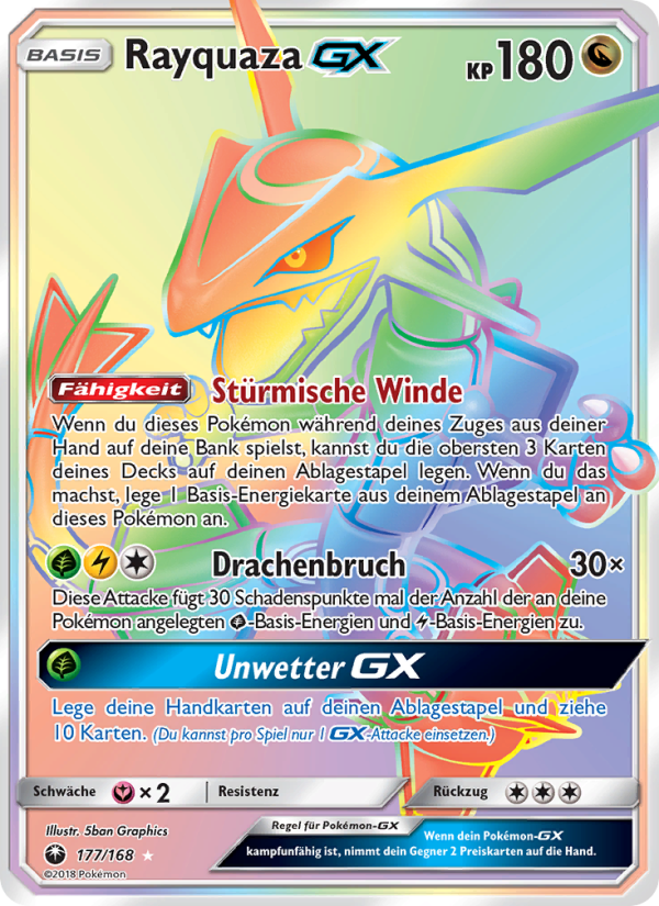 Rayquaza GX 177 — Celestial Storm (German Pokémon TCG card)