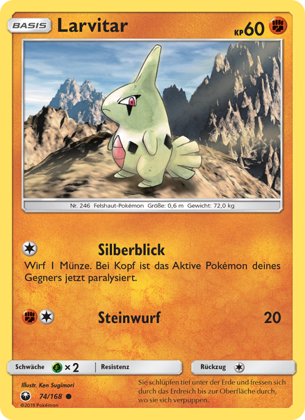 Larvitar 74 — Celestial Storm (German Pokémon TCG card)