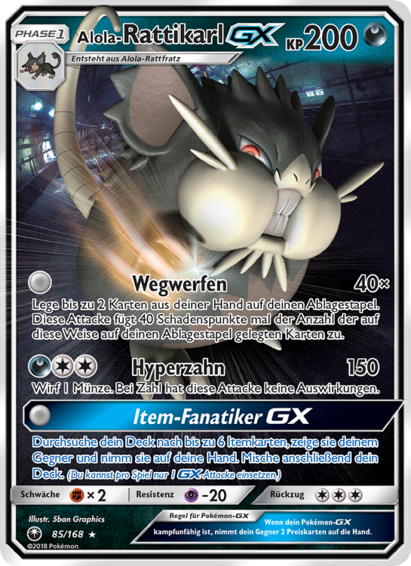 Alola-Rattikarl GX 85 — Celestial Storm (German Pokémon TCG card)