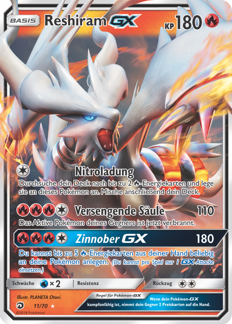 Reshiram GX 65 — Majestät Der Drachen (German Pokémon TCG card)