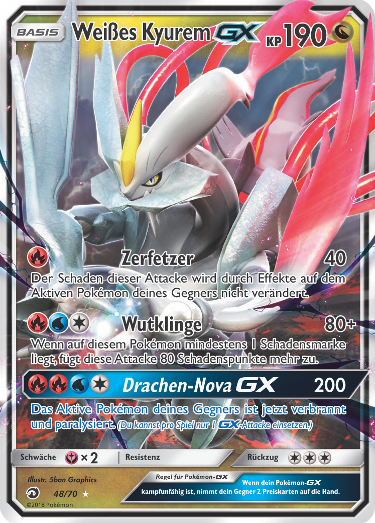 Weißes Kyurem GX 74 — Majestät Der Drachen (German Pokémon TCG card)