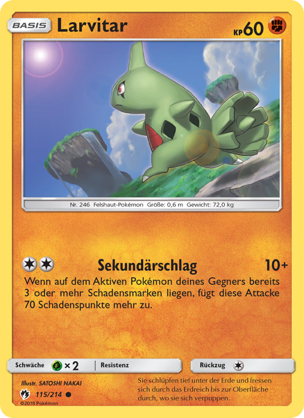 Larvitar 115 — Lost Thunder (German Pokémon TCG card)
