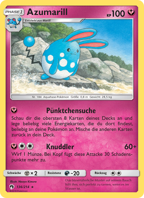 Azumarill 136 — Lost Thunder (German Pokémon TCG card)