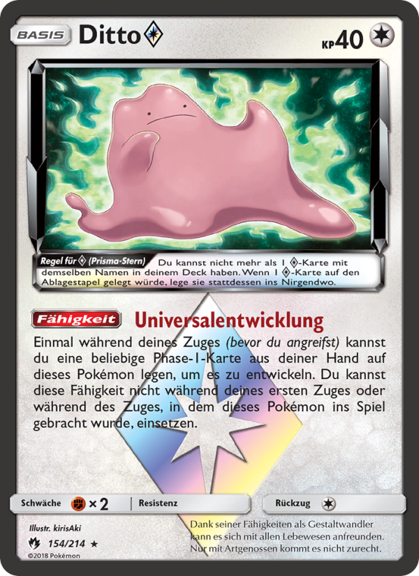 Ditto ◇ 154 — Lost Thunder (German Pokémon TCG card)