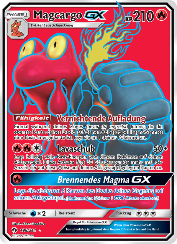 Magcargo GX 198 — Lost Thunder (German Pokémon TCG card)