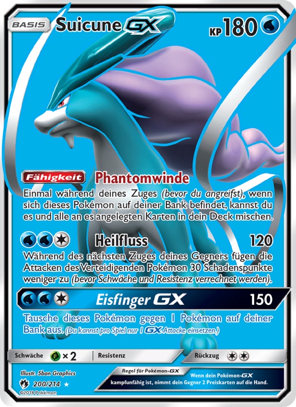 Suicune GX 200 — Lost Thunder (German Pokémon TCG card)
