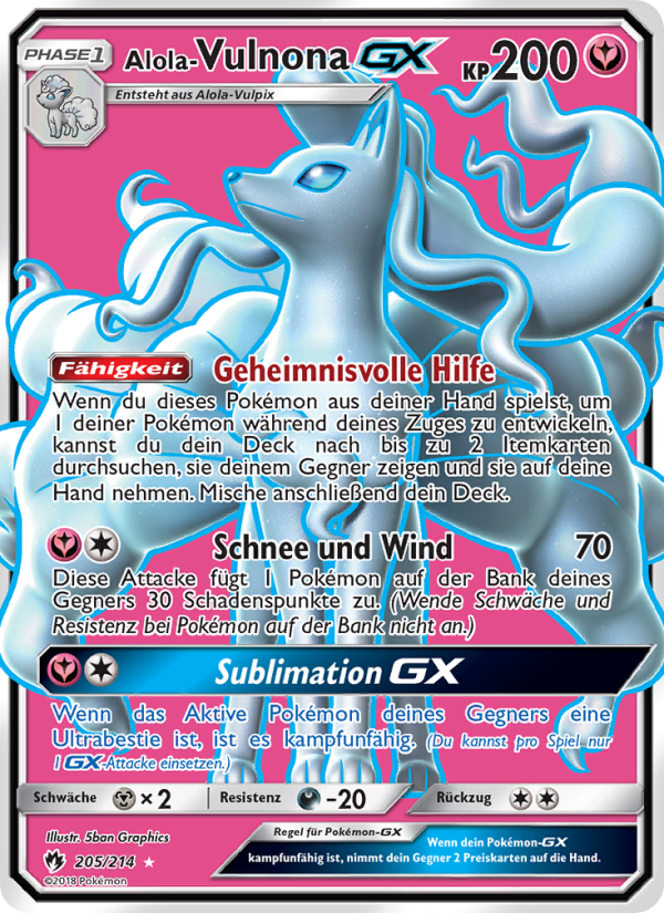 Alola Vulnona GX 205 — Lost Thunder (German Pokémon TCG card)