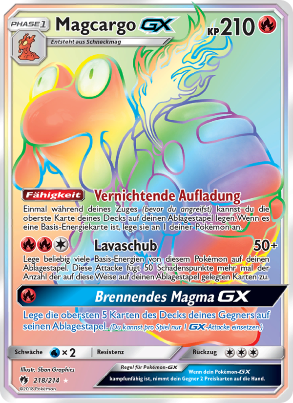 Magcargo GX 218 — Lost Thunder (German Pokémon TCG card)