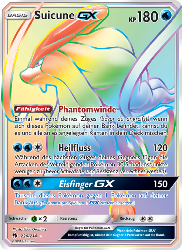 Suicune GX 220 — Lost Thunder (German Pokémon TCG card)