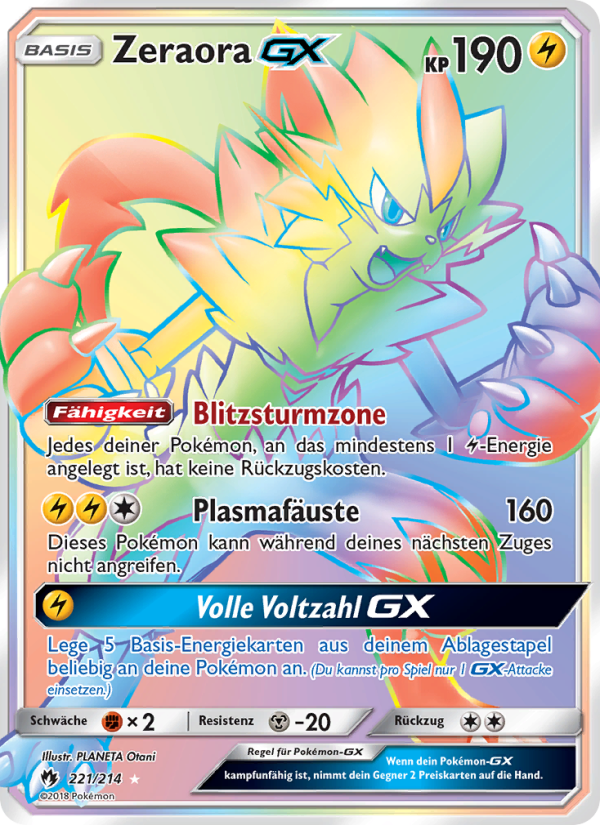 Zeraora GX 221 — Lost Thunder (German Pokémon TCG card)