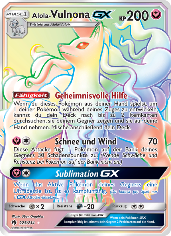 Alola Vulnona GX 225 — Lost Thunder (German Pokémon TCG card)