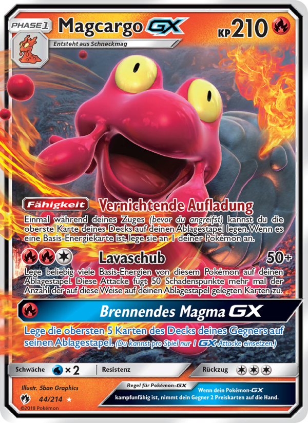 Magcargo GX 44 — Lost Thunder (German Pokémon TCG card)