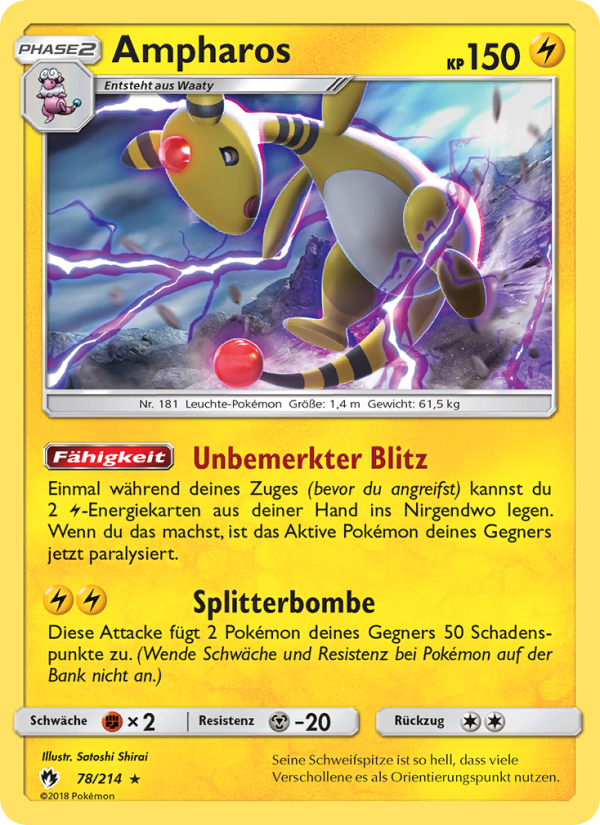 Ampharos 78 — Lost Thunder (German Pokémon TCG card)