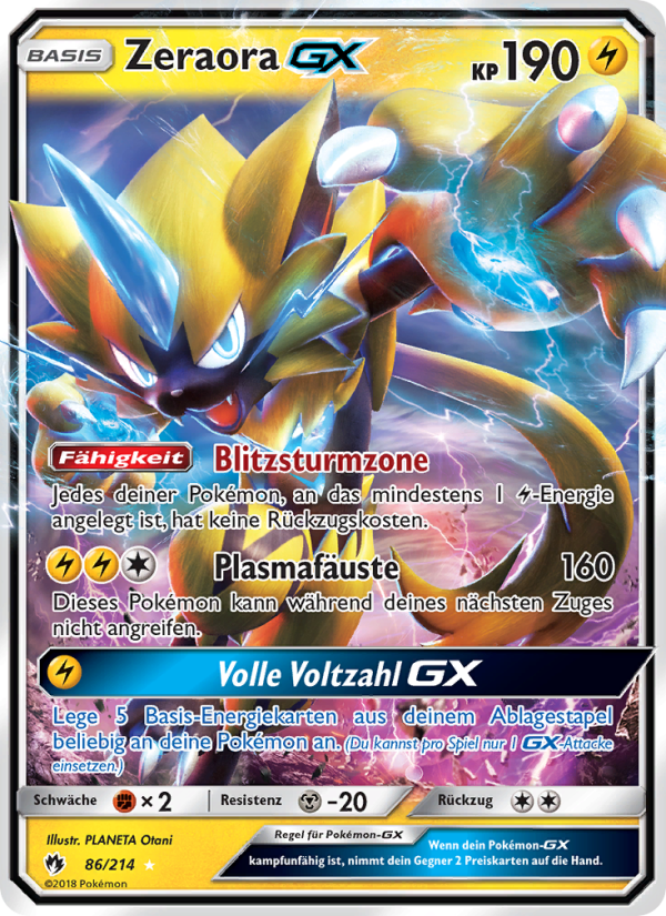 Zeraora GX 86 — Lost Thunder (German Pokémon TCG card)