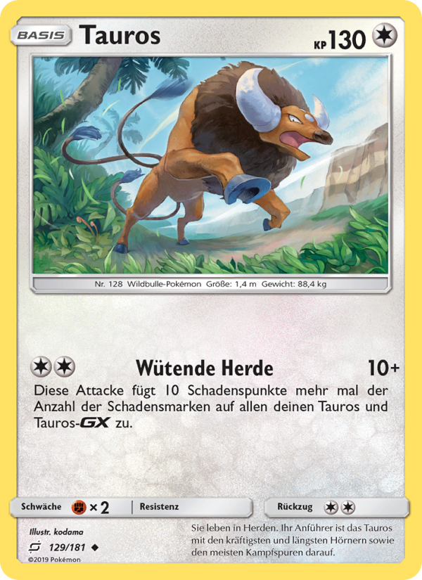 Tauros 129 — Team Up (German Pokémon TCG card)