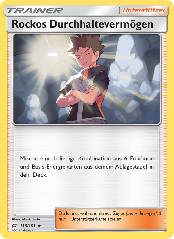 Rockos Durchhaltevermögen 135 — Team Up (German Pokémon TCG card)