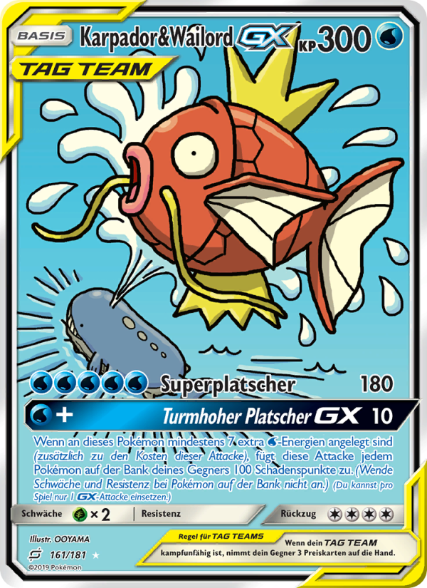 Karpador & Wailord GX 161 — Team Up (German Pokémon TCG card)