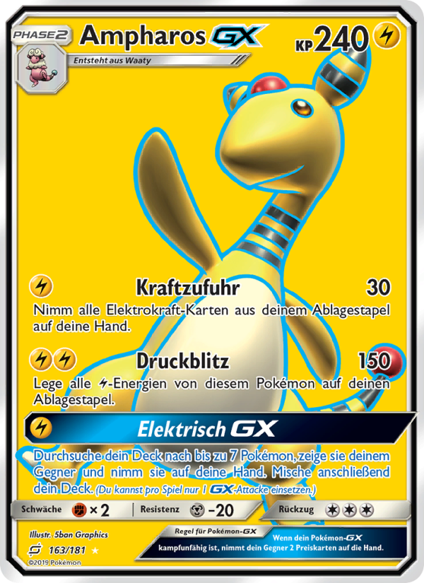 Ampharos GX 163 — Team Up (German Pokémon TCG card)