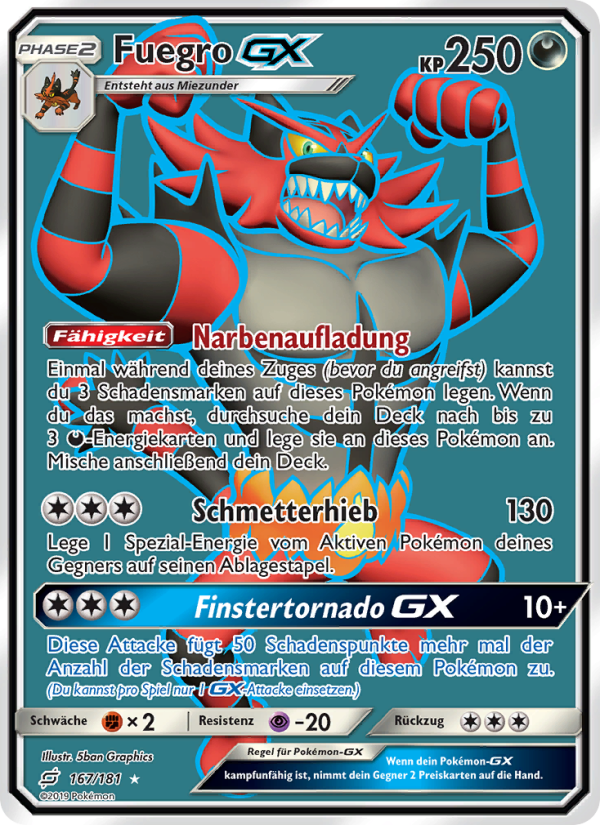 Fuegro GX 167 — Team Up (German Pokémon TCG card)