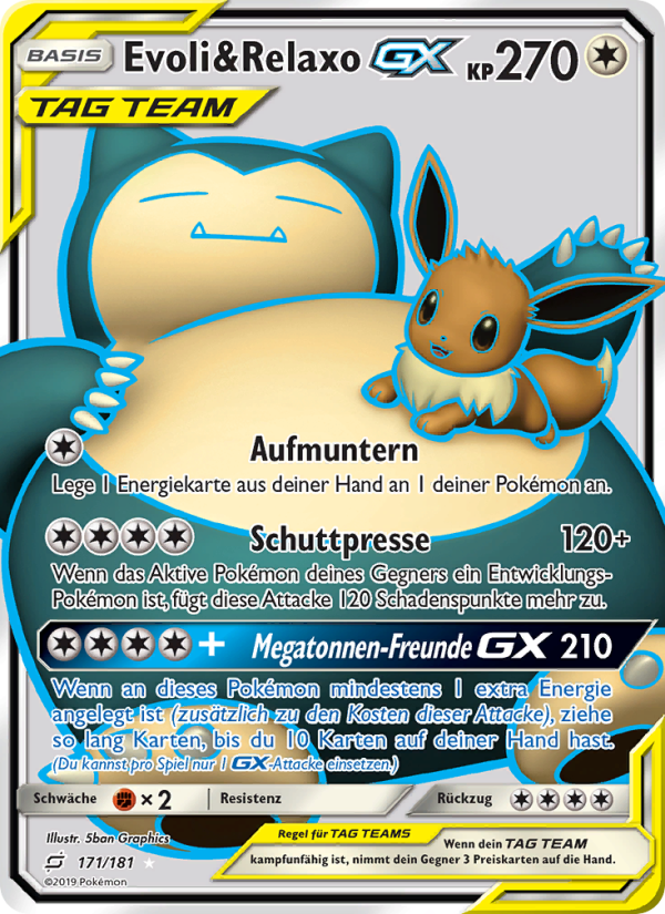 Evoli & Relaxo GX 171 — Team Up (German Pokémon TCG card)