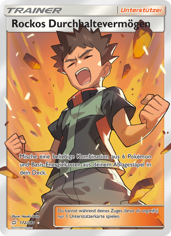 Rockos Durchhaltevermögen 172 — Team Up (German Pokémon TCG card)