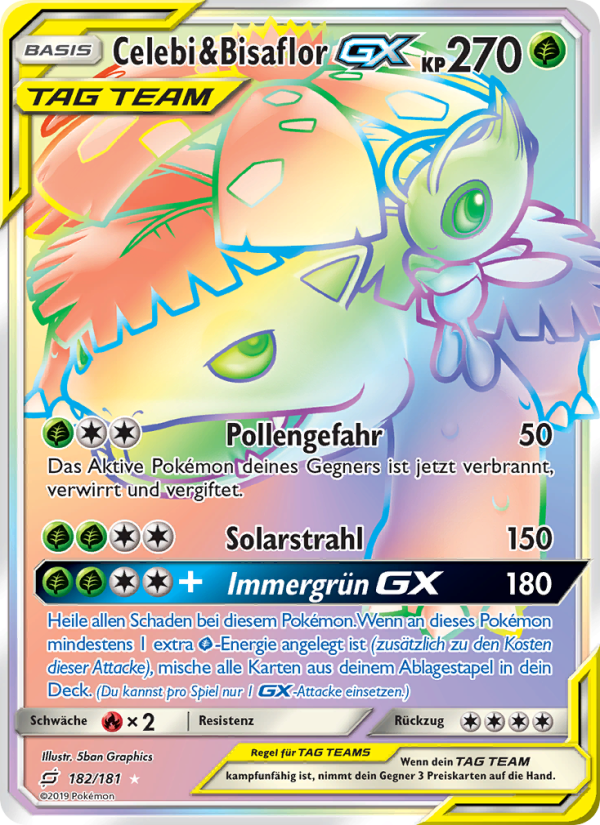 Celebi & Bisaflor GX 182 — Team Up (German Pokémon TCG card)