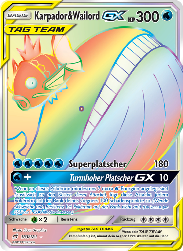Karpador & Wailord GX 183 — Team Up (German Pokémon TCG card)